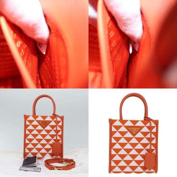 PRADA Hand Bag Canvas Orange - Picture 10 of 13